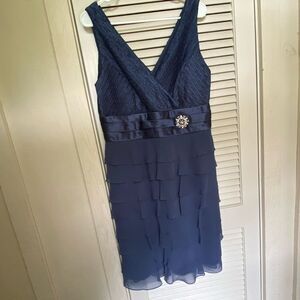 Patra periwinkle blue surplice midi formal dress‎